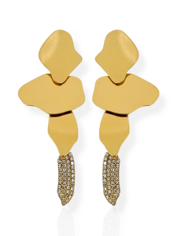 Folheado a Ouro 18k - Brinco Orgânico Liso e Com Zircônias - Image 3