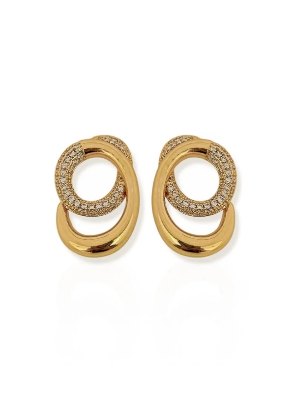 Folheado a Ouro 18k - Brinco cravejado com formato redondo - Image 3