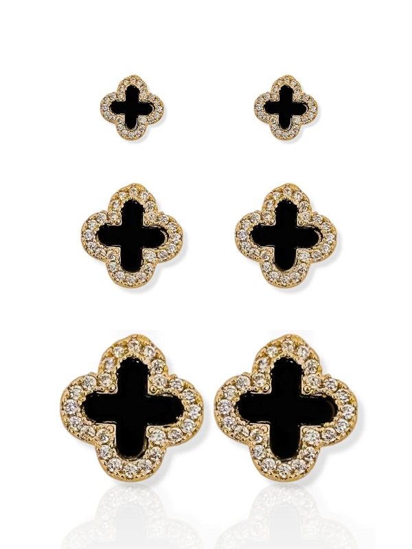 Folheado a Ouro18k - Trio de Brincos Inspiração Virginia Borda Cravejada - Image 3