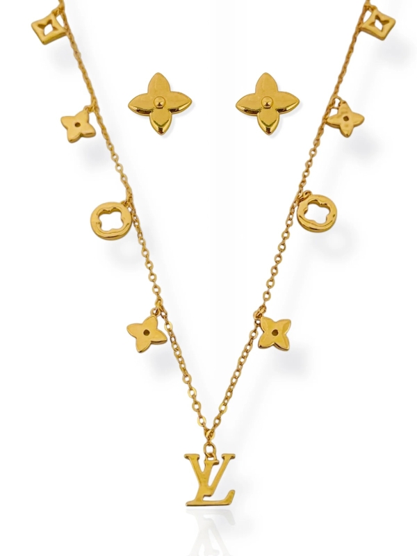 Folheado a Ouro 18k - Conjunto Colar e Brinco Inspiração Alta joalheria - Image 3